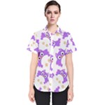 Purple Owl Pattern Background Women s Short Sleeve Shirt