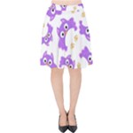 Purple Owl Pattern Background Velvet High Waist Skirt