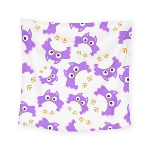 Purple Owl Pattern Background Square Tapestry (Small) from ArtsNow.com