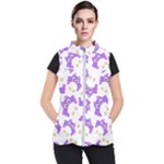 Purple Owl Pattern Background Women s Puffer Vest
