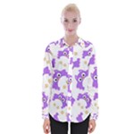 Purple Owl Pattern Background Womens Long Sleeve Shirt