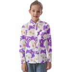 Purple Owl Pattern Background Kids  Long Sleeve Shirt