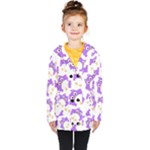 Purple Owl Pattern Background Kids  Double Breasted Button Coat