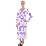Purple Owl Pattern Background Velvet Maxi Wrap Dress