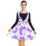 Purple Owl Pattern Background Plunge Pinafore Dress