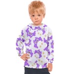 Purple Owl Pattern Background Kids  Hooded Pullover