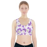 Purple Owl Pattern Background Sports Bra With Pocket