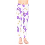 Purple Owl Pattern Background Kids  Leggings