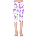 Purple Owl Pattern Background Kids  Capri Leggings 