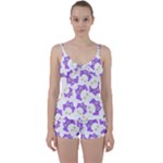 Purple Owl Pattern Background Tie Front Two Piece Tankini
