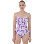 Purple Owl Pattern Background Sweetheart Tankini Set