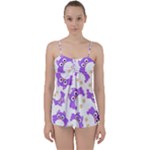 Purple Owl Pattern Background Babydoll Tankini Top
