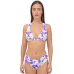 Purple Owl Pattern Background Double Strap Halter Bikini Set