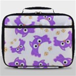 Purple Owl Pattern Background Full Print Lunch Bag