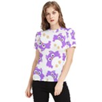 Purple Owl Pattern Background Women s Short Sleeve Rash Guard