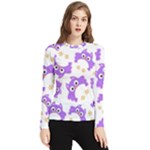 Purple Owl Pattern Background Women s Long Sleeve Rash Guard