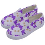 Purple Owl Pattern Background Kids  Canvas Slip Ons