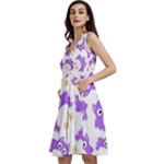 Purple Owl Pattern Background Sleeveless V-Neck Skater Dress with Pockets