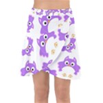 Purple Owl Pattern Background Wrap Front Skirt
