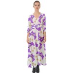 Purple Owl Pattern Background Button Up Boho Maxi Dress