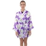 Purple Owl Pattern Background Long Sleeve Satin Kimono