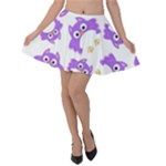 Purple Owl Pattern Background Velvet Skater Skirt