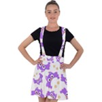 Purple Owl Pattern Background Velvet Suspender Skater Skirt