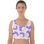 Purple Owl Pattern Background Velvet Crop Top