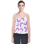 Purple Owl Pattern Background Velvet Spaghetti Strap Top