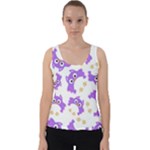Purple Owl Pattern Background Velvet Tank Top