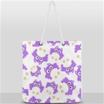 Purple Owl Pattern Background Full Print Rope Handle Tote (Large)