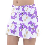 Purple Owl Pattern Background Classic Tennis Skirt