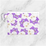 Purple Owl Pattern Background Canvas Cosmetic Bag (Medium)