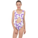 Purple Owl Pattern Background Center Cut Out Swimsuit