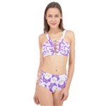 Purple Owl Pattern Background Cage Up Bikini Set