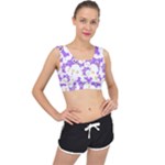 Purple Owl Pattern Background V-Back Sports Bra