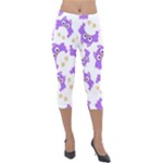 Purple Owl Pattern Background Lightweight Velour Capri Leggings 