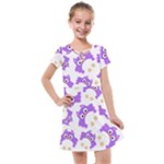 Purple Owl Pattern Background Kids  Cross Web Dress