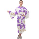 Purple Owl Pattern Background Maxi Velvet Kimono