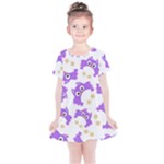 Purple Owl Pattern Background Kids  Simple Cotton Dress