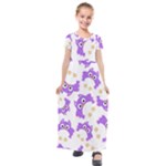Purple Owl Pattern Background Kids  Short Sleeve Maxi Dress