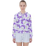 Purple Owl Pattern Background Women s Tie Up Sweat