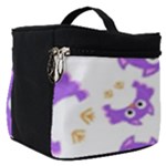 Purple Owl Pattern Background Make Up Travel Bag (Small)