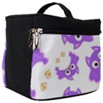Purple Owl Pattern Background Make Up Travel Bag (Big)
