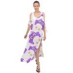 Purple Owl Pattern Background Maxi Chiffon Cover Up Dress
