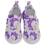 Purple Owl Pattern Background Kids  Velcro No Lace Shoes