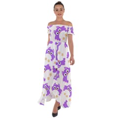 Off Shoulder Open Front Chiffon Dress 