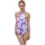 Purple Owl Pattern Background Go with the Flow One Piece Swimsuit