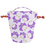Purple Owl Pattern Background Drawstring Bucket Bag