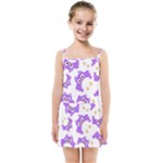 Purple Owl Pattern Background Kids  Summer Sun Dress